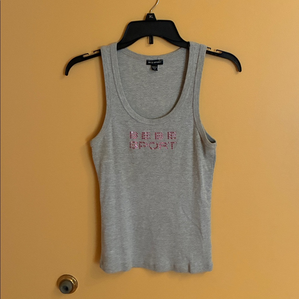 Bebe Gray Tank with Pink Logo